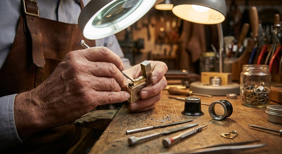 Artigianato di precisione nella produzione di accendini Colibri