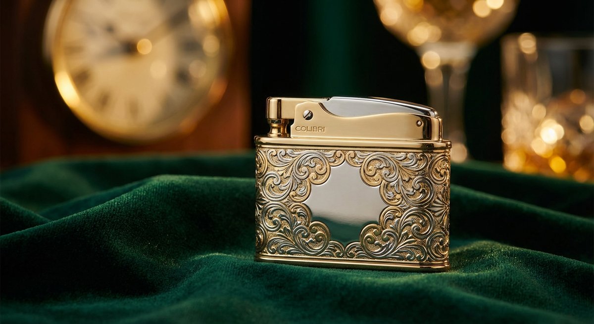 Accendino Colibri di lusso in primo piano con finiture eleganti
